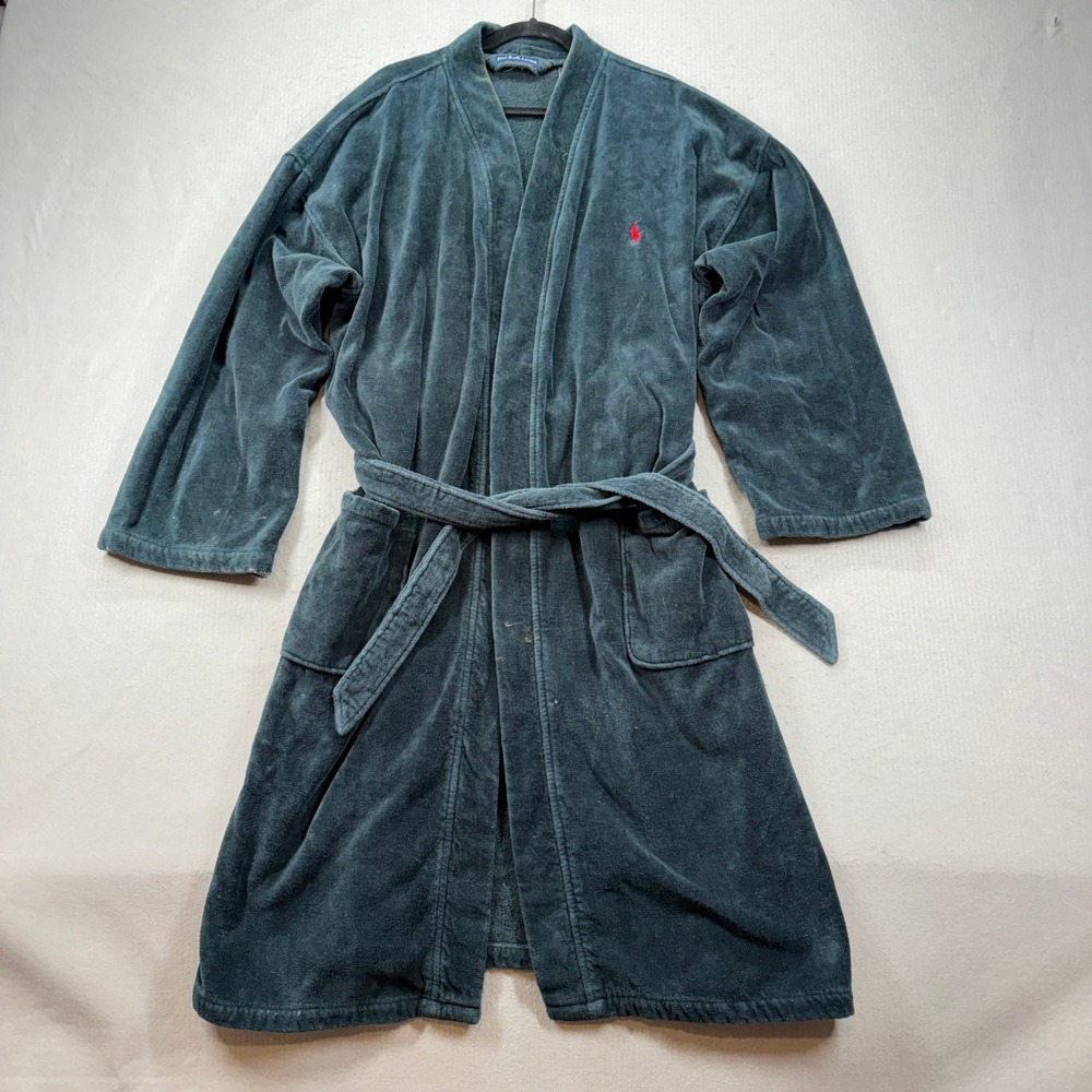 Polo Ralph Lauren Bathrobe Mens L/XL Green Cotton Terry Cloth Pony Logo Robe